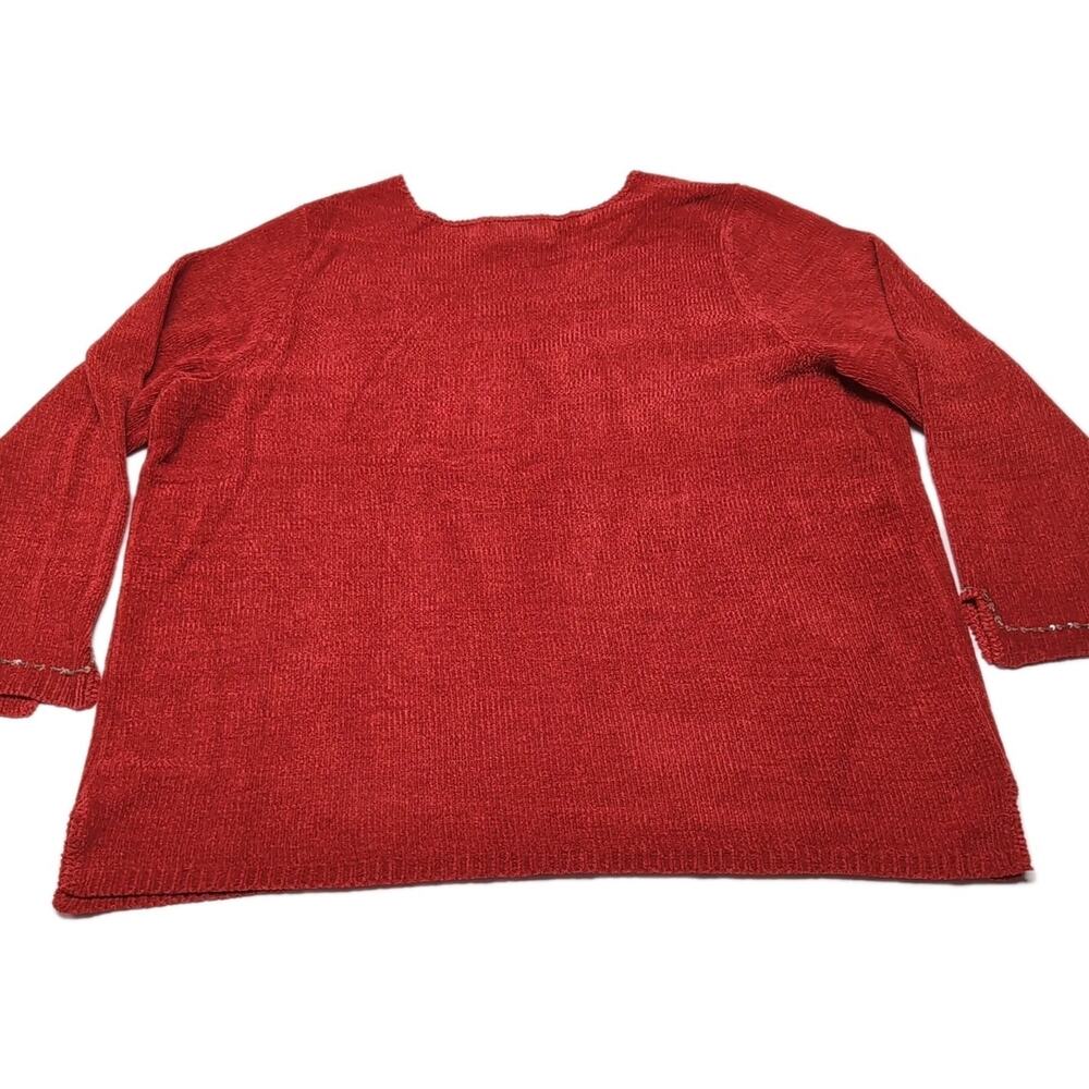 Quacker Factory Embellished Sweater Womens‎ Plus Size 1X Red Chenille NEW NWT - Picture 6 of 15